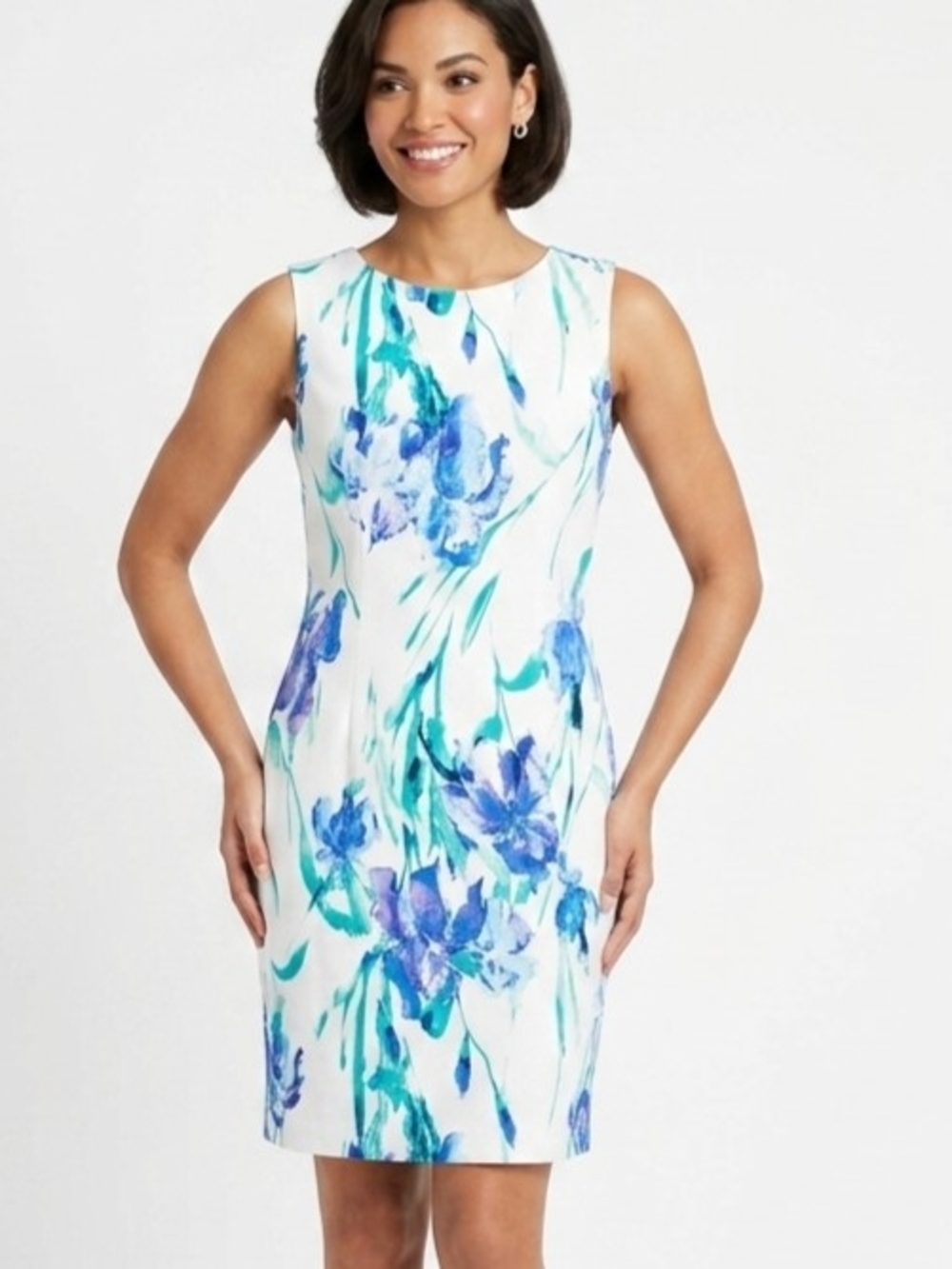 NWT ALYX Dress Blue Purple Iris Floral Print Sheath Dress Size 12